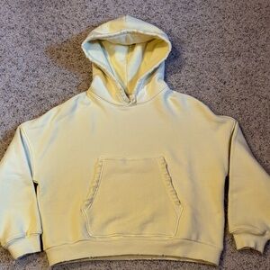 Vintage Inspired Distressed Butter Yellow Boxy Hoodie Size Small (MoojiMooji)